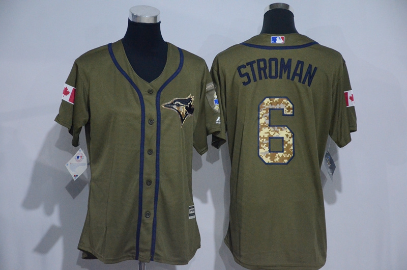 Womens 2017 MLB Toronto Blue Jays #6 Stroman Green Salute to Service Stitched Baseball Jersey